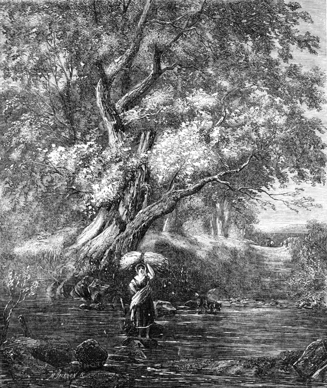 Over the Brook - painted by G. Chester, from the Exhibition of the Society of British Artists,1857 Creator: Mason Jackson.