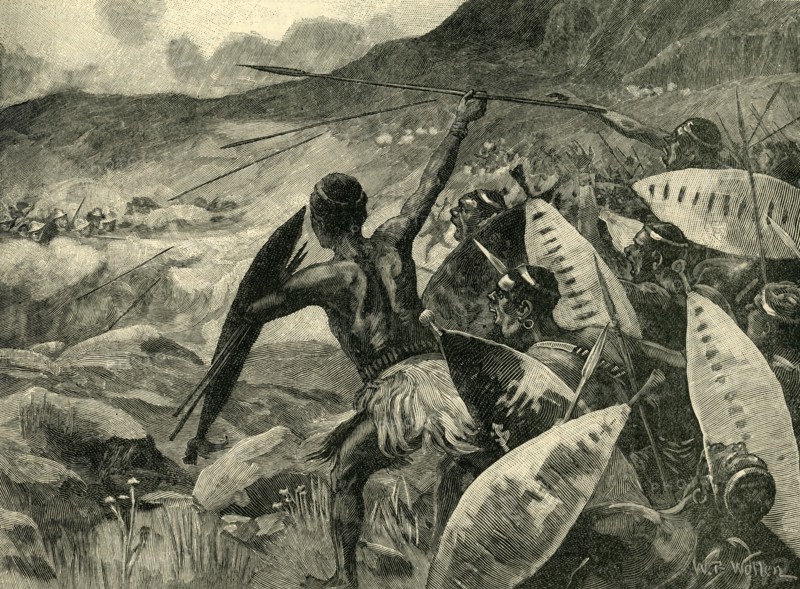 'Fighting in the Matoppo Hills: Charge of the Matabele', c1900. Creator: William Barnes Wollen.