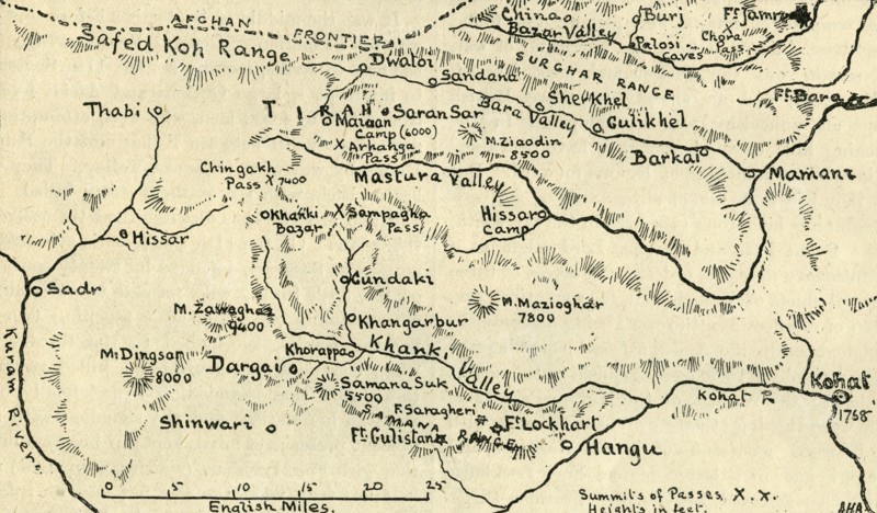 'Map of the Tirah Campaign', c1900. Creator: Unknown.