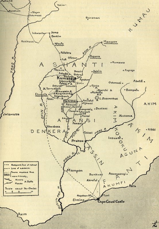 'Sketch Map of the Theatre of War in Ashanti, 1900', c1900. Creator: Unknown.
