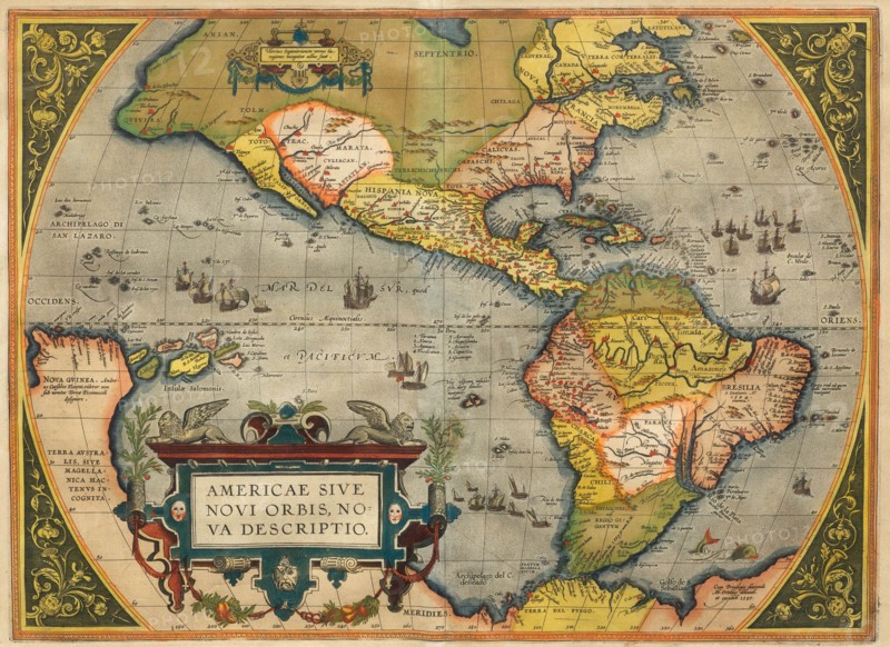 Americae Sive Novi Orbis Nova Descripto. From Theatrum Orbis Terrarum, 1572. Creator: Ortelius, Abraham (1527-1598).
