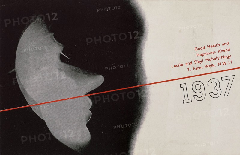 Good Health and Happiness Ahead. New Year's card by Laszlo and Sibyl Moholy-Nagy, 1937. Creator: Moholy-Nagy, Laszlo (1895-1946).