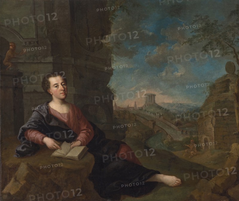 Johann Joachim Winckelmann (1717-1768) Shown against an Italian Landscape, Early 19th cen.. Creator: Anonymous.