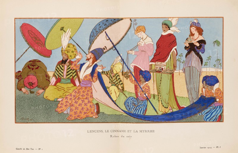 L'Encens, Le Cinname et la Myrrhe. Robes du soir (La Gazette du Bon ton), 1914. Creator: Strimpl, Ludwik (1880-193).