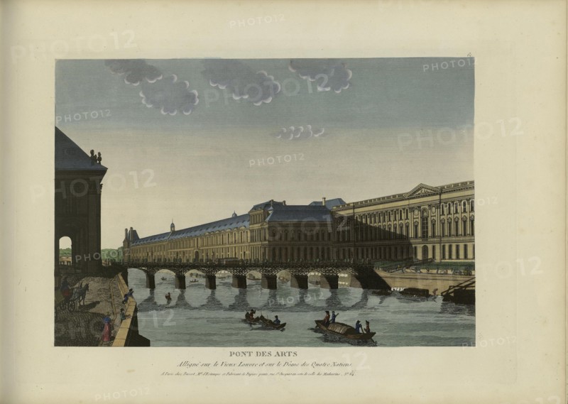 Pont des Arts, Alligné sur le Vieux Louvre et sur le Dôme des Quatre Nations, 1817-1824. Creator: Courvoisier-Voisin, Henri (1757-1830).