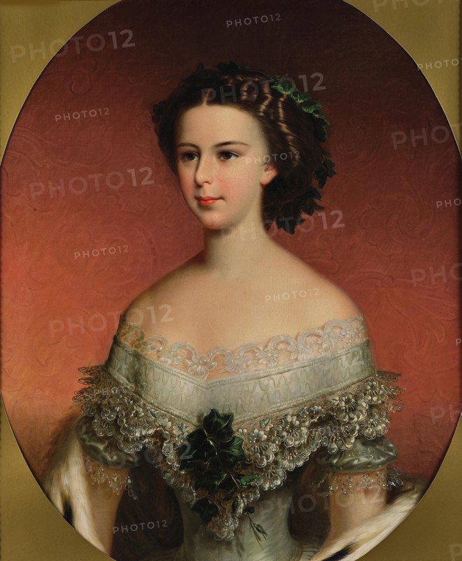 Portrait of Elisabeth of Bavaria, ca 1854. Creator: Schrotzberg, Franz (1811-1889).