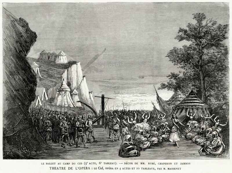 Scene from the premiere of the Opera Le Cid by Jules Massenet on December 5, 1885, 1885. Creator: Tilly, Auguste (1840-1898).