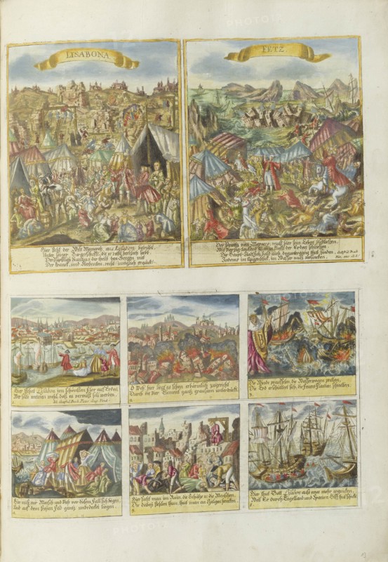 The 1755 Lisbon earthquake. From the "Augsburgische Sammlung" by J. M. Roth, 1756. Creator: Anonymous.