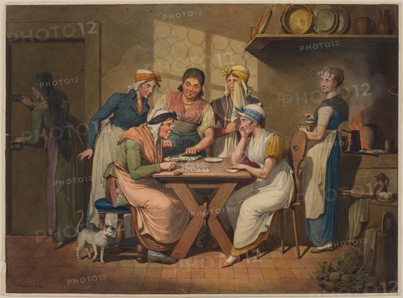 The Fortune Teller in the Kitchen. Scenes of life during the Biedermeier period. Creator: Opiz, Georg Emanuel (1775-1841).
