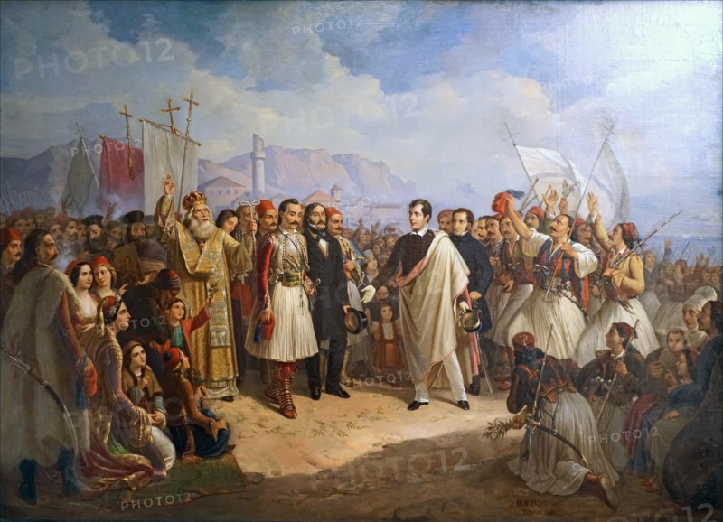 The Reception of Lord Byron at Missolonghi, 1861. Creator: Vryzakis, Theodoros (1814-1878).