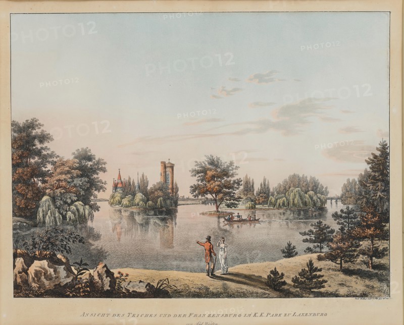 View of the Franzensburg in the castle gardens of Laxenburg, 1815. Creator: Welker, Ernst (1784-1857).