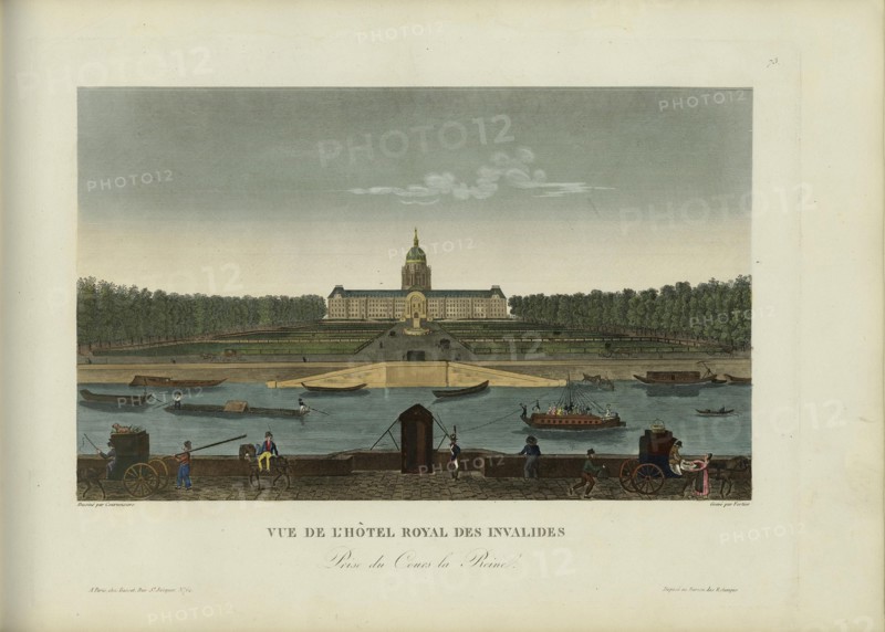 Vue de l'hôtel royal des Invalides, prise du Cours-la-Reine, 1817-1824. Creator: Courvoisier-Voisin, Henri (1757-1830).