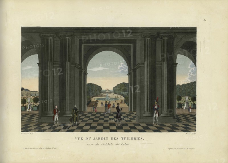 Vue du jardin des Tuileries, prise du vestibule du Palais, 1817-1824. Creator: Courvoisier-Voisin, Henri (1757-1830).