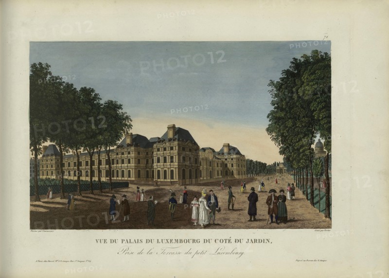 Vue du palais du Luxembourg du côté du jardin, prise de la terrasse du Petit-Luxembourg, 1817-1824. Creator: Courvoisier-Voisin, Henri (1757-1830).