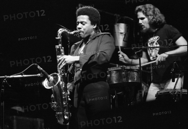 Manolo Badrena and Wayne Shorter, Odeon Hammersmith, London, 1976. Creator: Brian O'Connor.