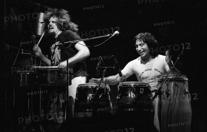 Manolo Badrena and Alex Acuna, Odeon Hammersmith, London, 1977. Creator: Brian O'Connor.