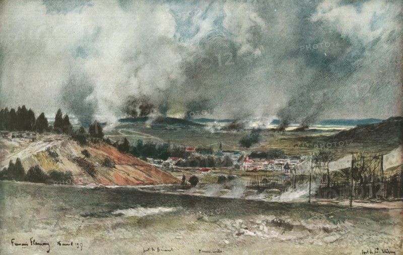 ''Attaque du Fort de Brimont, le 16 anvil 1917', (1917).  Creator: Francois Flameng.