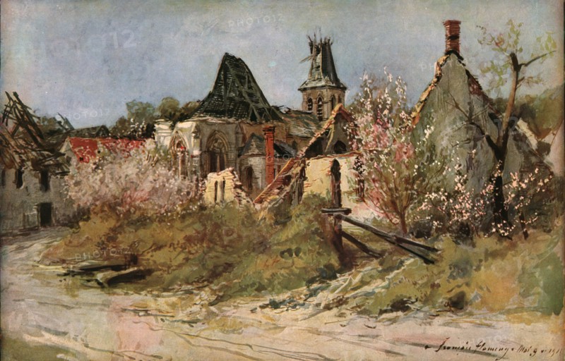 'Dans le village de Craonnelle', 1917. Creator: Francois Flameng.