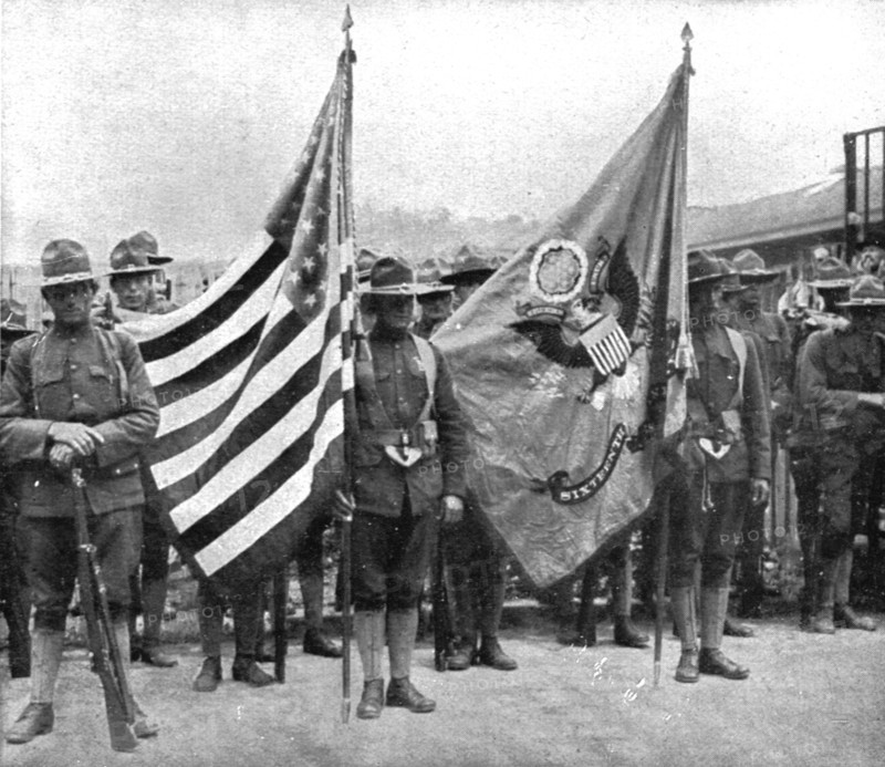 'L'Installation en France de L'Avant-Garde Americaine; Les deux drapeaux du 16th..., 1917. Creator: Jean Clair-Guyot.