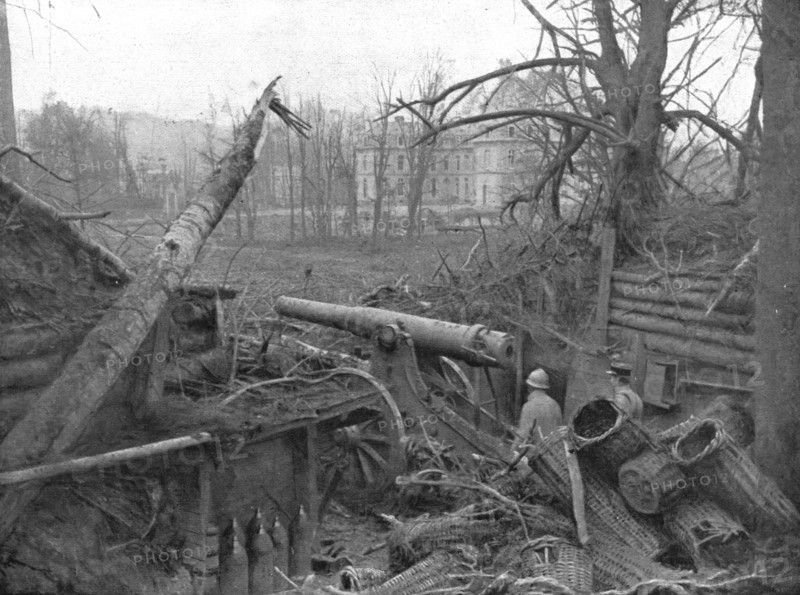 The Battle of La Malmaison; A German 150 gun in the park of the Castle of Pinon..., 1917 Creator: Unknown.