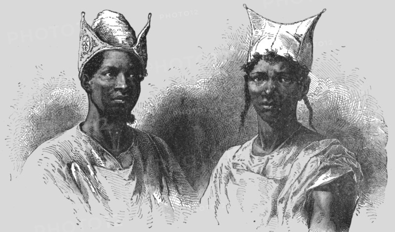 ''Bambaras and their Head-dresses; Journey from the Senegal to the Niger', 1875. Creator: Unknown.