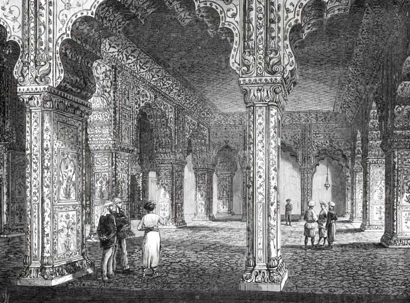 The Royal Visit to India: Interior of the Dewan-I-Khas, in the Palace at Delhi, 1876. Creator: Unknown.