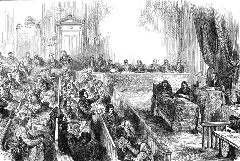 Sitting of the Skouptschina, or Parliament of Servia, 1876. Creator: Unknown.