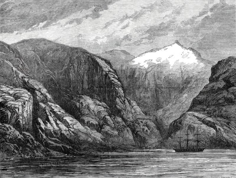 Sketches from H.M.S. Challenger, by Mr. J. J. Wild: the Challenger at Desolation Island...1876. Creator: Unknown.