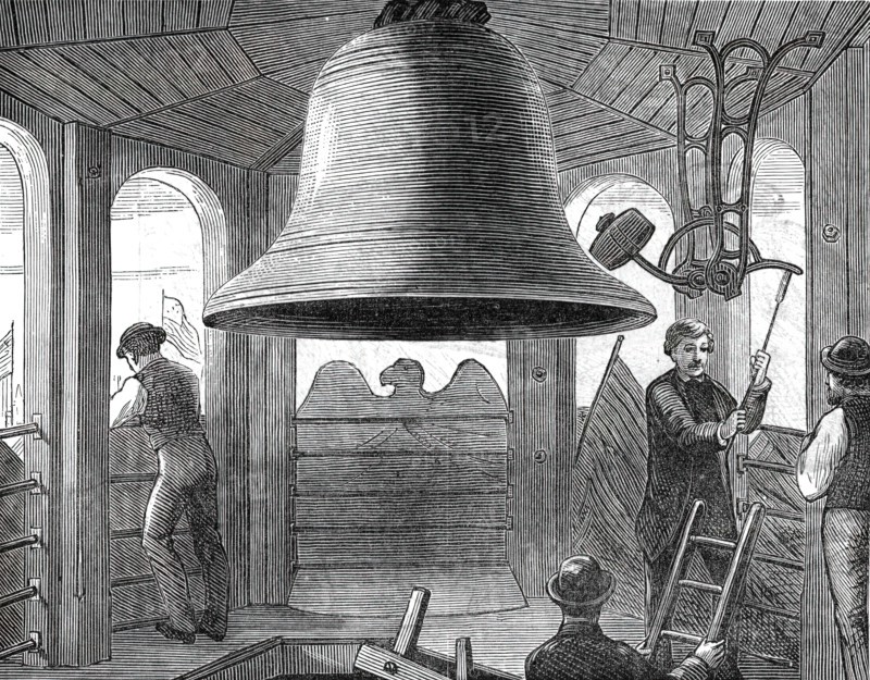 Philadelphia Sketches: in the Belfry, Independence Hall, by one of our special artists, 1876. Creator: Unknown.