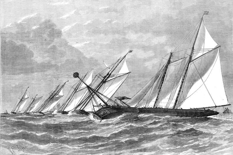 Schooner and Yawl Match of the Royal Thames Yacht Club last Saturday: the Pantomine..., 1876. Creator: H. E. Tozer.