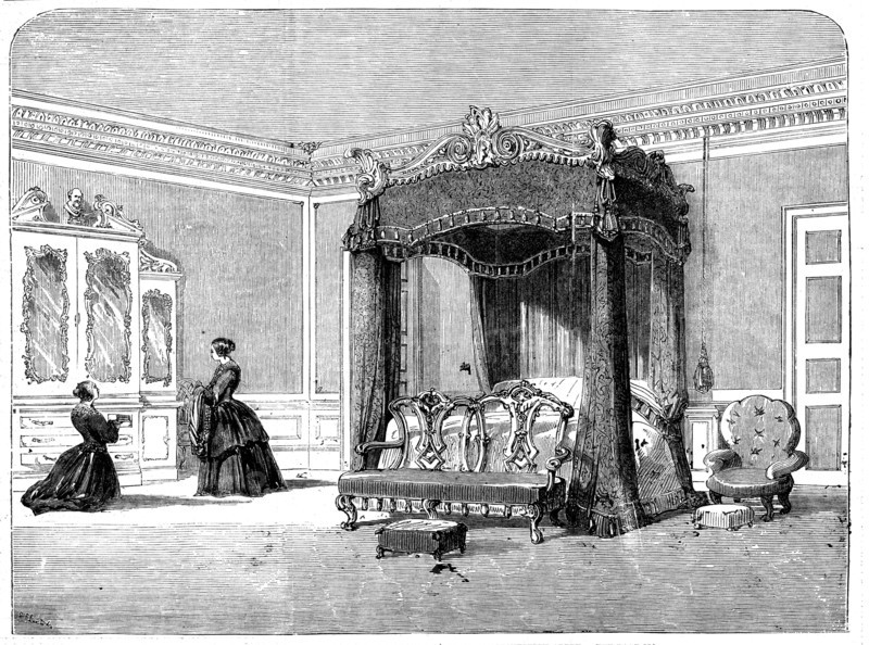 The Queen's Visit to Birmingham - Her Majesty's Bedroom, Stoneleigh Abbey, 1858. Creator: Unknown.