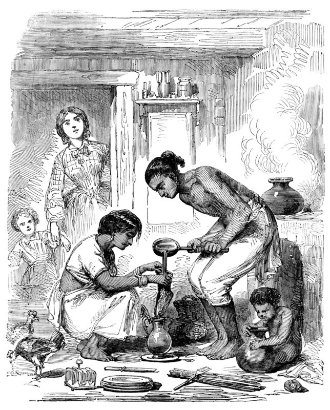 Indian Cook-house - Novel Mode of Straining Coffee, 1858. Creator: Unknown.