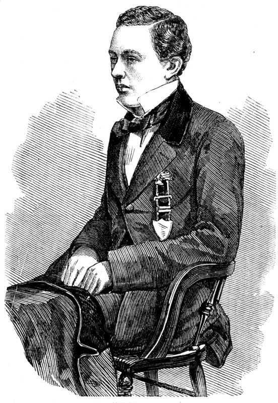 Louis Paulsen, the Blindfold American Chessplayer - from a photograph by Hesler, of Chicago, 1858. Creator: Unknown.