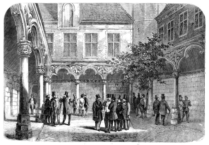 The Bourse at Antwerp, recently destroyed by fire, 1858. Creator: Smyth.
