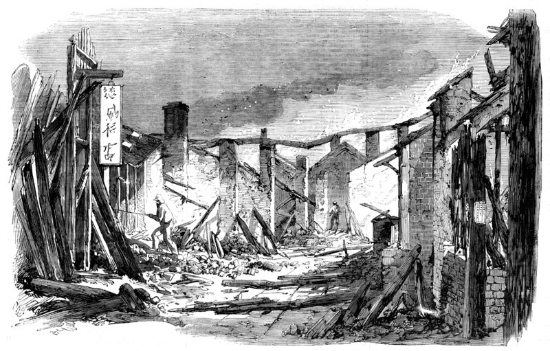 Sketches in Canton - Appearance of a Busy Street...after a Visit from "The Barbarians", 1858. Creator: Unknown.