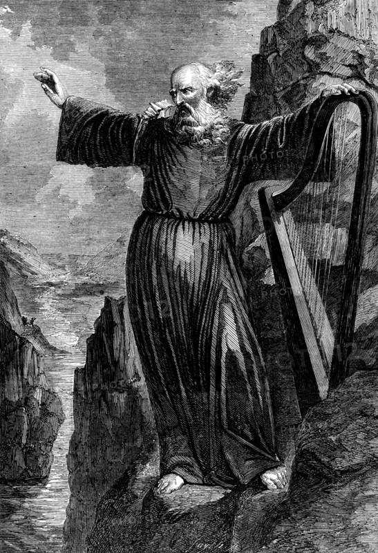The Last Welsh Bard, the Painting which obtained the Prize at the Llangollen Eisteddfod, 1858. Creator: Unknown.
