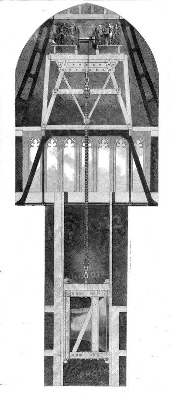 Mode of Raising the Great Bell, 1858. Creator: Unknown.
