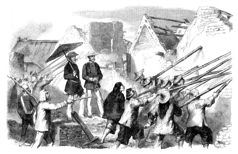 Sketches at Canton - Demolishing Houses, 1858. Creator: Unknown.