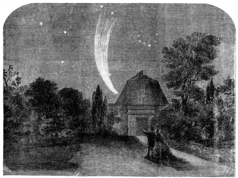 Donati's Comet, as seen from the Cambridge Observatory, on October 11, 1858. Creator: Smyth.
