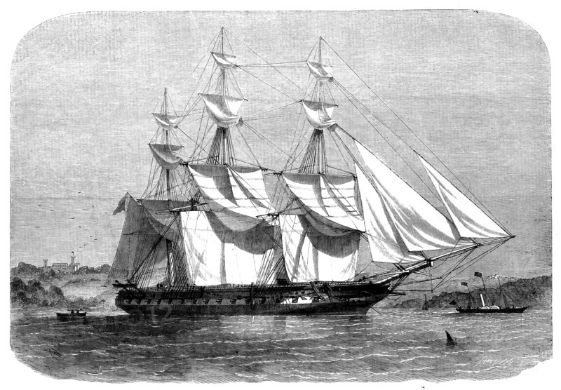 H.M.S. "Euryalus", the Vessel in which Prince Alfred takes his First Voyage to Sea, 1858. Creator: Smyth.