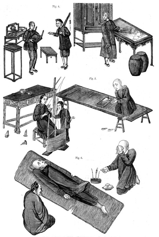 Opium-smoking in China - from drawings by a native artist, 1858. Creator: Unknown.