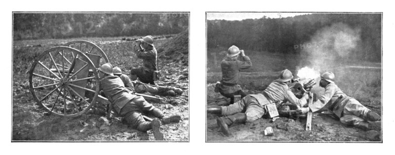 'L'Outillage Ennemi et le Notre; La manoeuvre de notre canon de 37, sur roues ou sur affut', 1918. Creator: Unknown.
