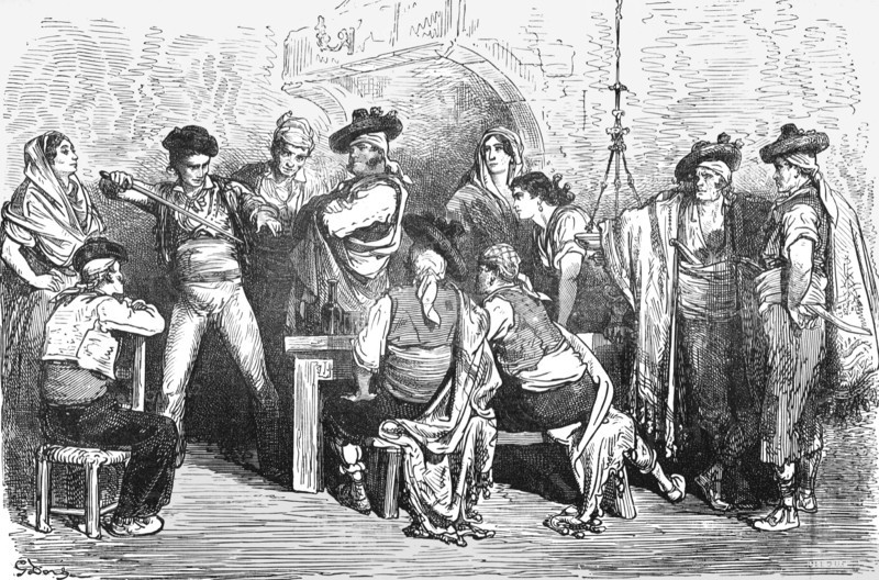 ''Company in a Spanish Inn; Notes on Spain', 1875. Creator: Unknown.