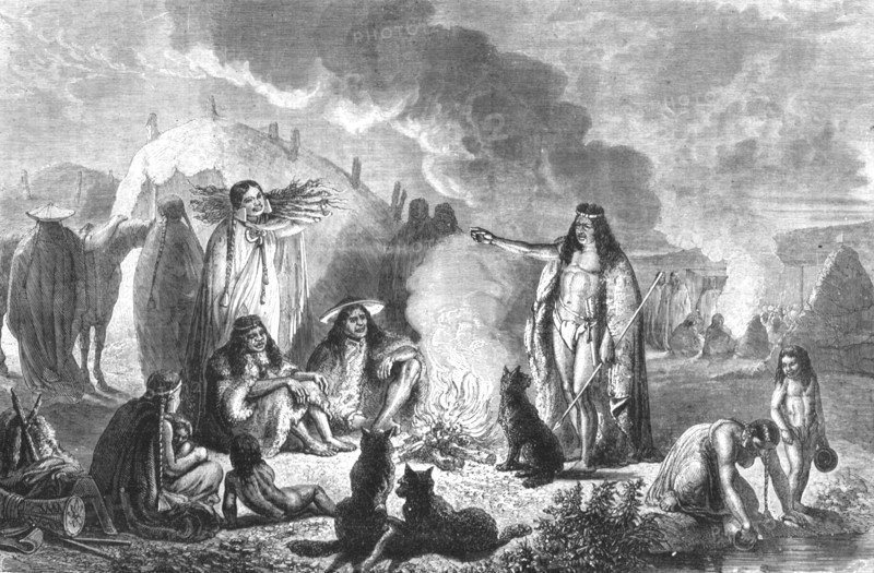 ''Patagonian encampment; Patagonia and the Patagonians', 1875. Creator: Unknown.