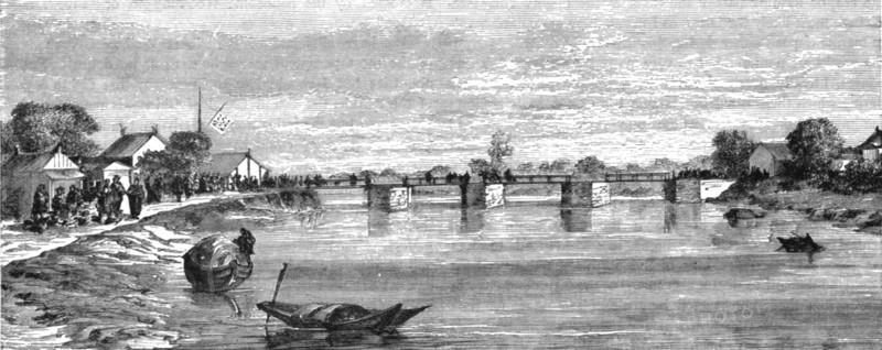 ''Bridge at Soo-chow; A Cruise to Soo-chow', 1875. Creator: Lindley, Augustus Frederick.