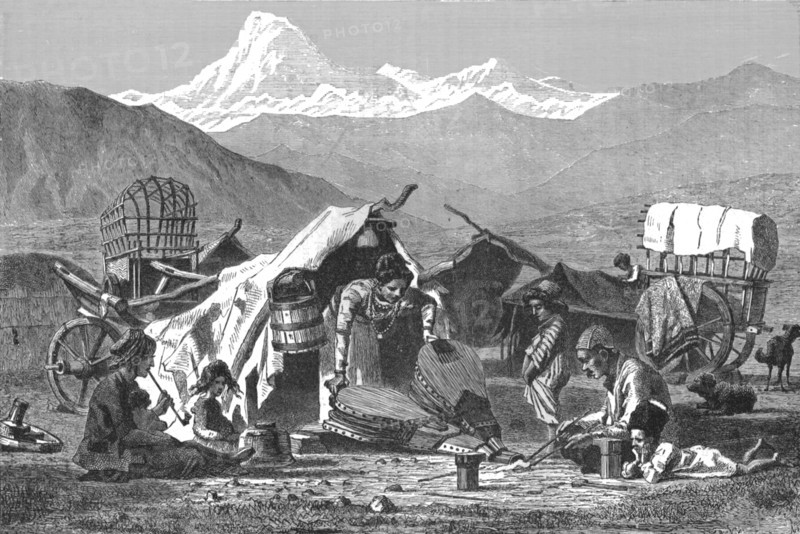 'Gipsy encampment in the Caucasus; The Caucasus', 1875. Creator: Unknown.