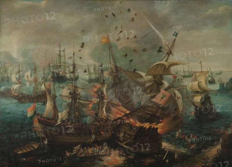 Battle of Gibraltar in 1607, c.1621. Creator: Cornelis Claesz van Wieringen.
