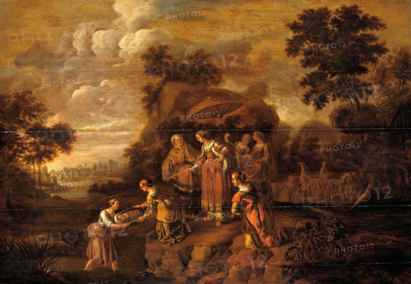 Pharaoh's Daughter Discovers Moses in the Rush Basket, c.1615-c.1630. Creator: Guilliam Dujardin.