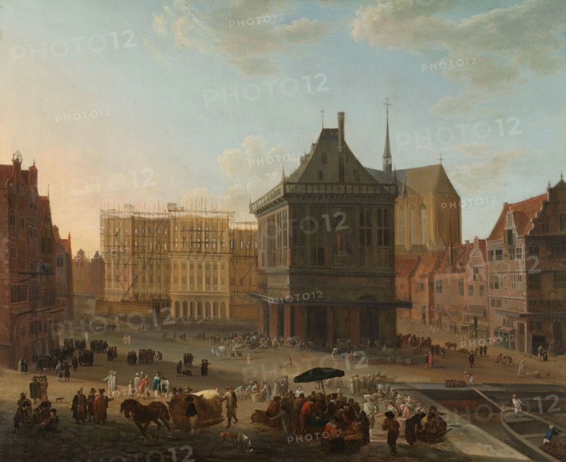 The Dam in Amsterdam with the new Town Hall under Construction, 1652-1689. Creator: Jacob van der Ulft (attributed to).
