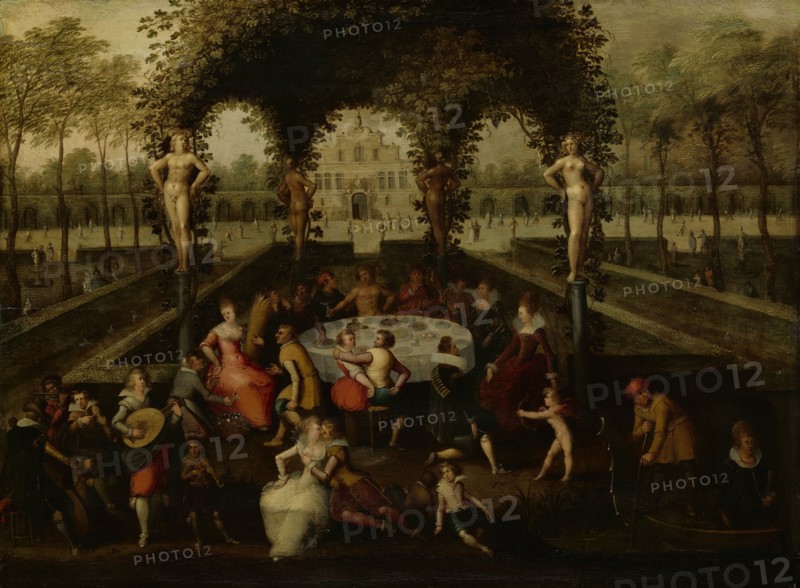 Venus, Bacchus and Ceres with Mortals in a Garden of Love, 1590-1621. Creator: Louis de Caullery.